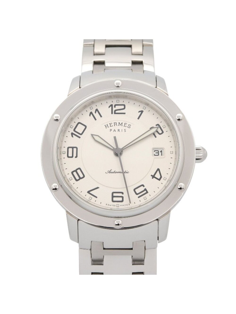 Hermes Watch Clipper Classic Silver Stainless Steel